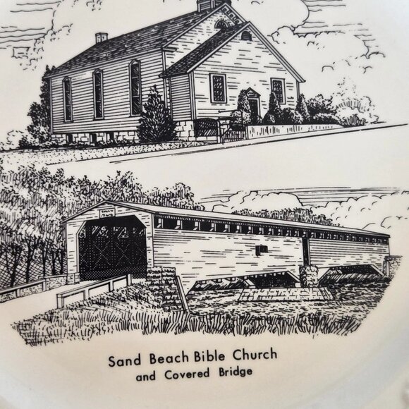 World Wide Art Studios Sand Beach Bible Church & Bridge Collector Plate - Picture 3 of 9